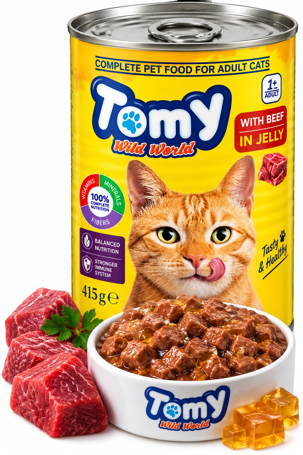 Tomy Wild World 🐱 – لحم بالجيلي | 415غ