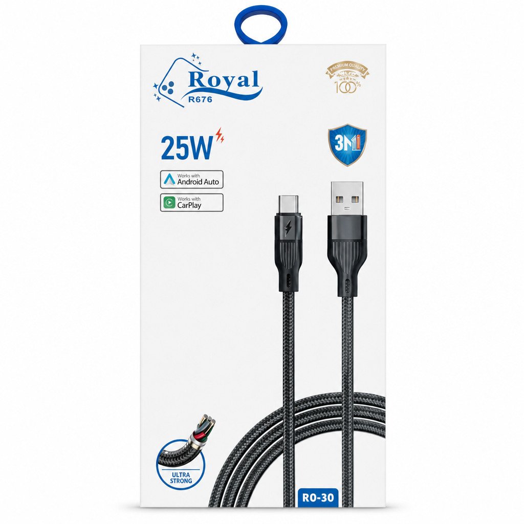 كابل شحن Royal بقوة 25 واط وطول 3 أمتار