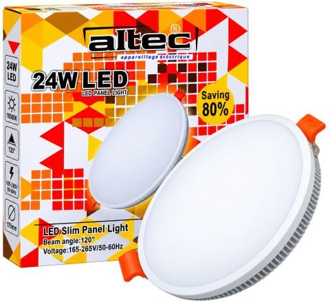 مصباح LED بانل دائري Altec 24W – إضاءة قوية وتصميم نحيف