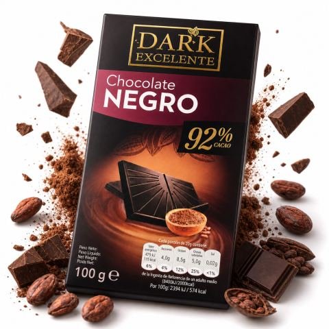 شوكولاتة داكنة بنسبة 92% كاكاو
